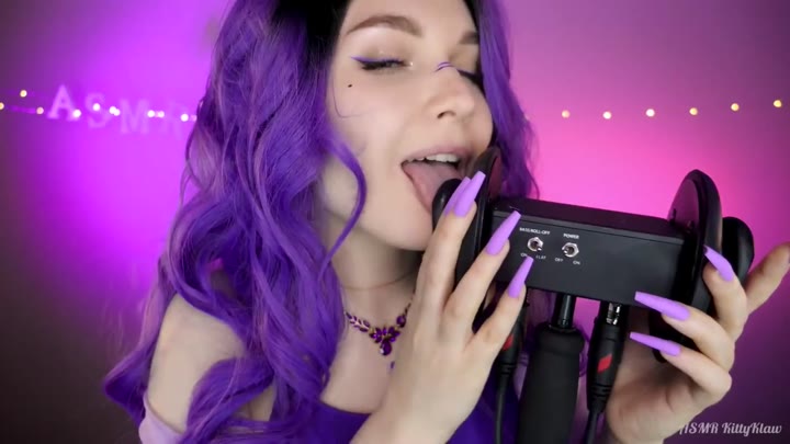 Watch ASMR KittyKlaw Purple Licking And Mouth Sounds Patreon