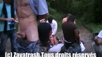 Watch Zavatrash Gangbang bukkake with two friends french