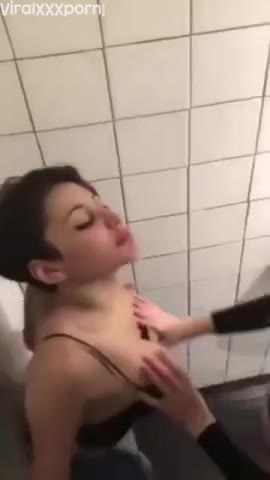 Watch Amature drunken teens sucking tits in Public Bathroom Voyeur Video