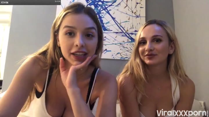 Watch Sophie Mudd and her girlfriend teasing in white lingerie during a private webcam video