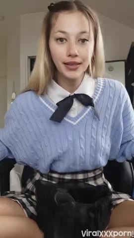 Watch Miss Alice Blonde Schoolgirl Tease in Skirt and Tie Giving a Blowjob