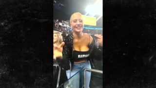 Danii Banks raiders stadium!!! Busty adult model flashes her bare boobs at NFL game