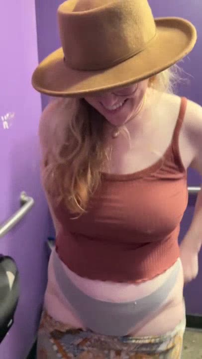 Watch Anna Lally and Josie Jaxxon in Public Bathroom Titty Play