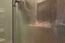 Cintia Cossio in bathroom