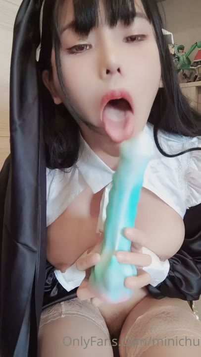 Watch Minichu Plays With Her Tentacle Dildo As A Nun