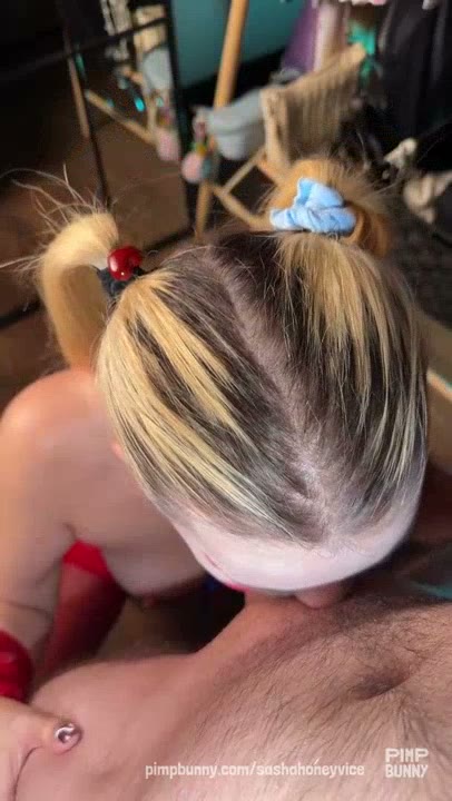 Watch SashaHoneyVice – Bad Blonde Clown Girl Gets Wild, Gives A Deep Blowjob And Swallows Cum